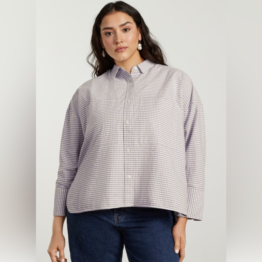 Everlane Boxy Oxford - Lavender Gingham